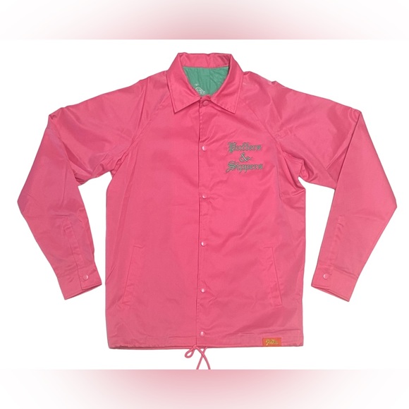 NEW Puffers Pink Nylon Windbreaker Button Up Jacket Men Sz XL Miami Vice - Picture 4 of 7